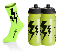 Lightning Kousen - Fluo Geel + 2x Lightning Drinkbussen - Geel