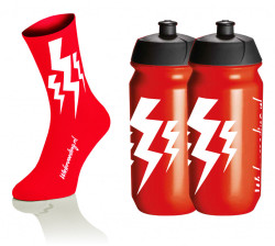 Lightning Kousen - Rood + 2x Lightning Drinkbussen - Rood