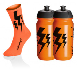 Lightning Kousen - Fluo Oranje + 2x Lightning Drinkbussen - Oranje