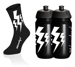 Lightning Kousen - Zwart + 2x Lightning Drinkbussen - Zwart